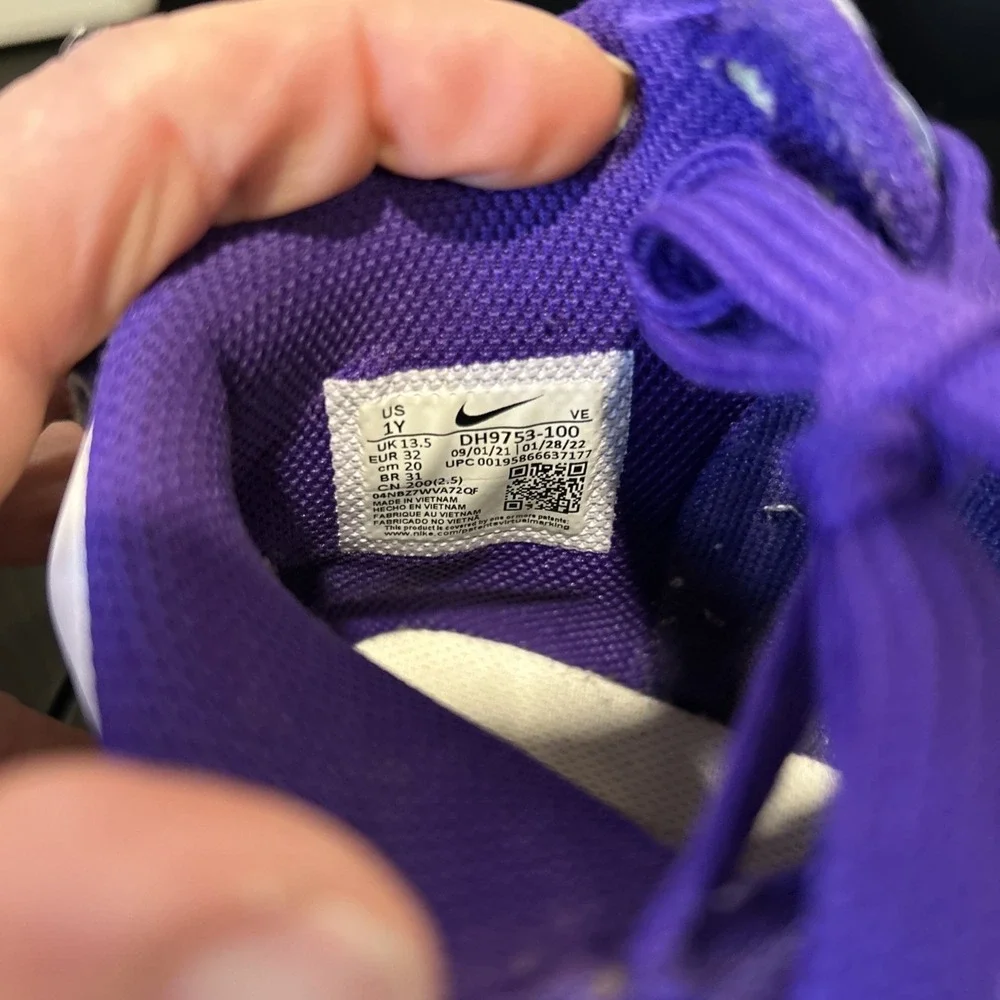 Nike Dunk High DH9753-100 Purple White Unisex Kids Sneakers US 1Y Leather‎